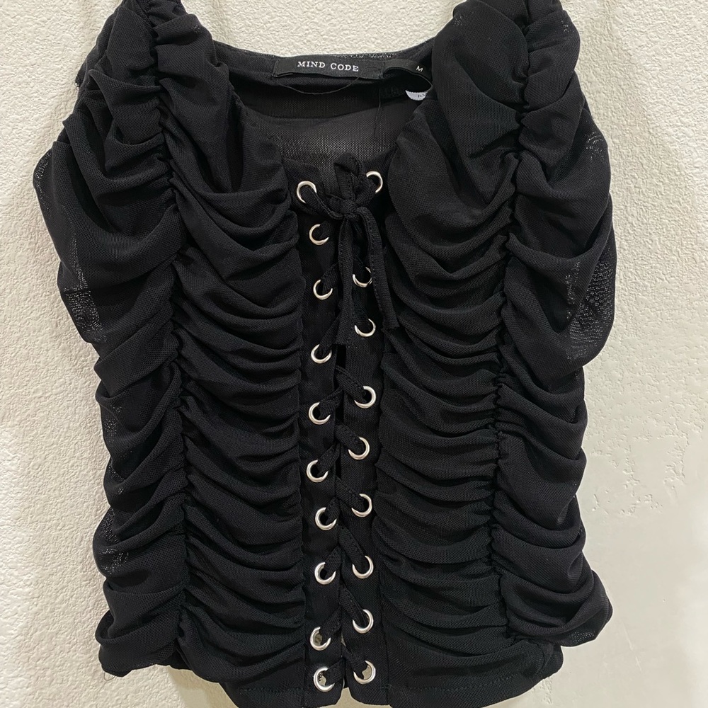 Black laced up tank top